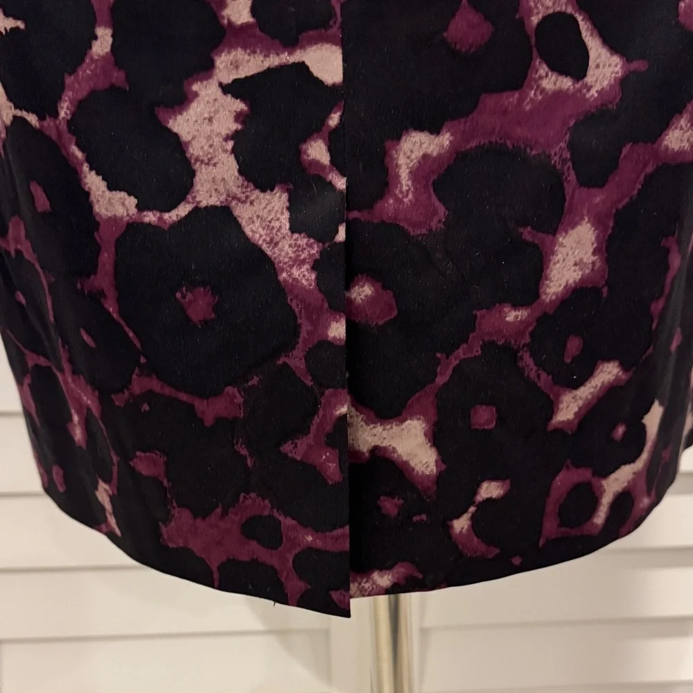Ann Taylor Black and Pink Patterned lined Midi Cocktail Dress. - Picture 7 of 8